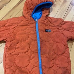 Patagonia Quilted Jacket in Orange with Blue Accents